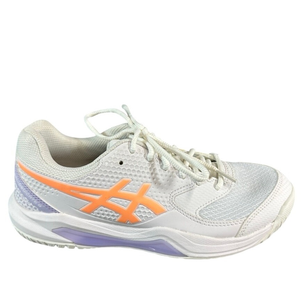 Asics Gel-Dedicate 8 Pickleball Shoes White Orange Lavender Womens 1072A090